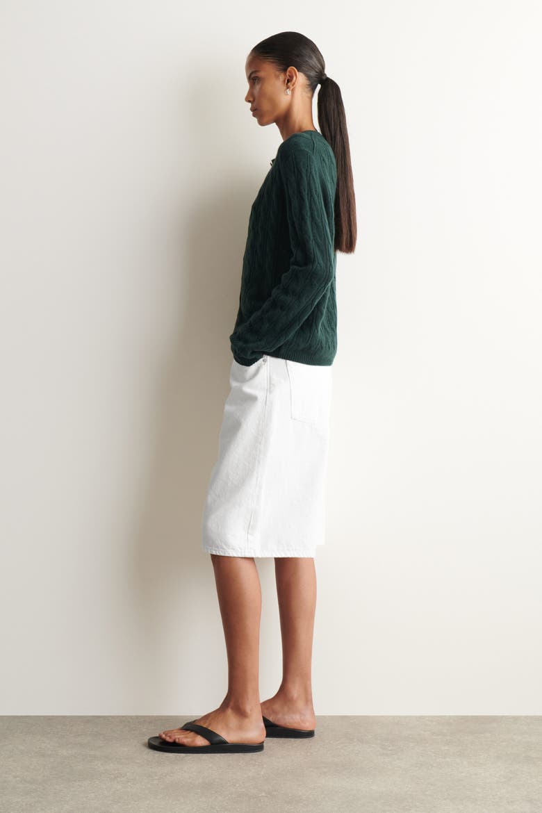 Cable-knit Cashmere Cardigan, Alternate, color, DARK GREEN