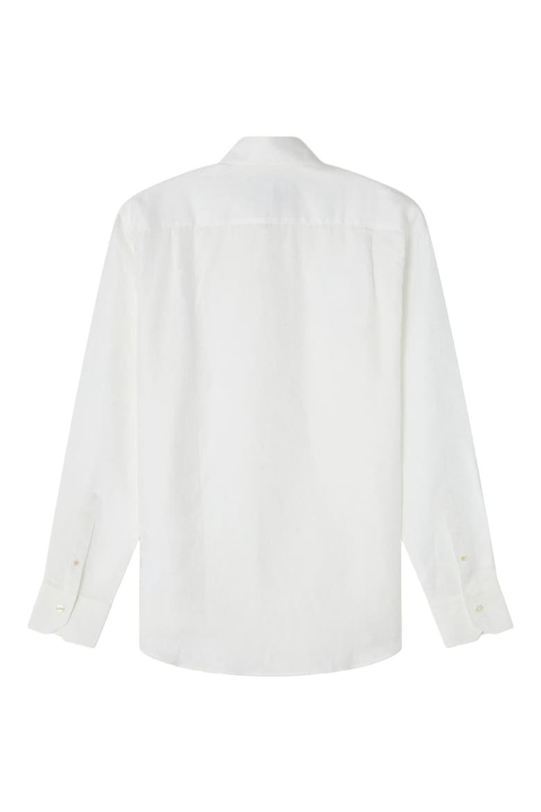 Reynolds Paisley Jacquard Cotton Linen Blend Shirt in Contemporary fit, Alternate, color, White