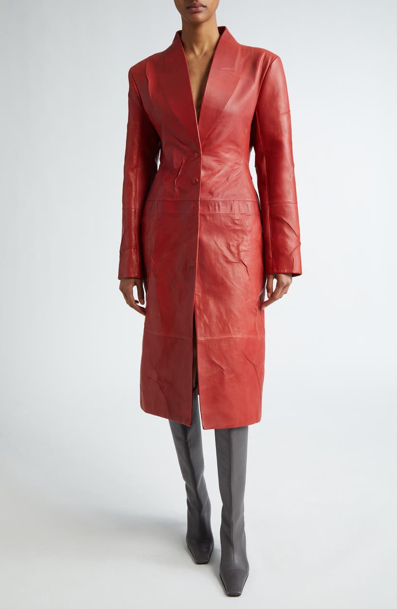 Acne Studios Lurin Creased Lambskin Leather Coat, Main, color, 