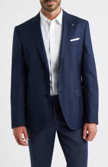 BOSS Hutson Slim Fit Navy Windowpane Check Wool Sport Coat