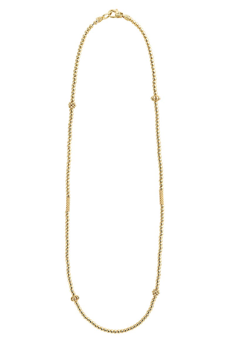 18K Gold Caviar Bead Station Chain Necklace, Alternate, color, GOLD