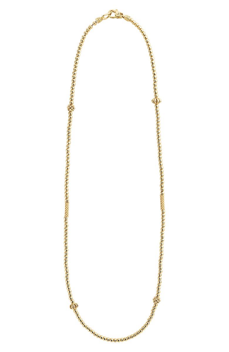 LAGOS 18K Gold Caviar Bead Station Chain Necklace, Alternate, color, 