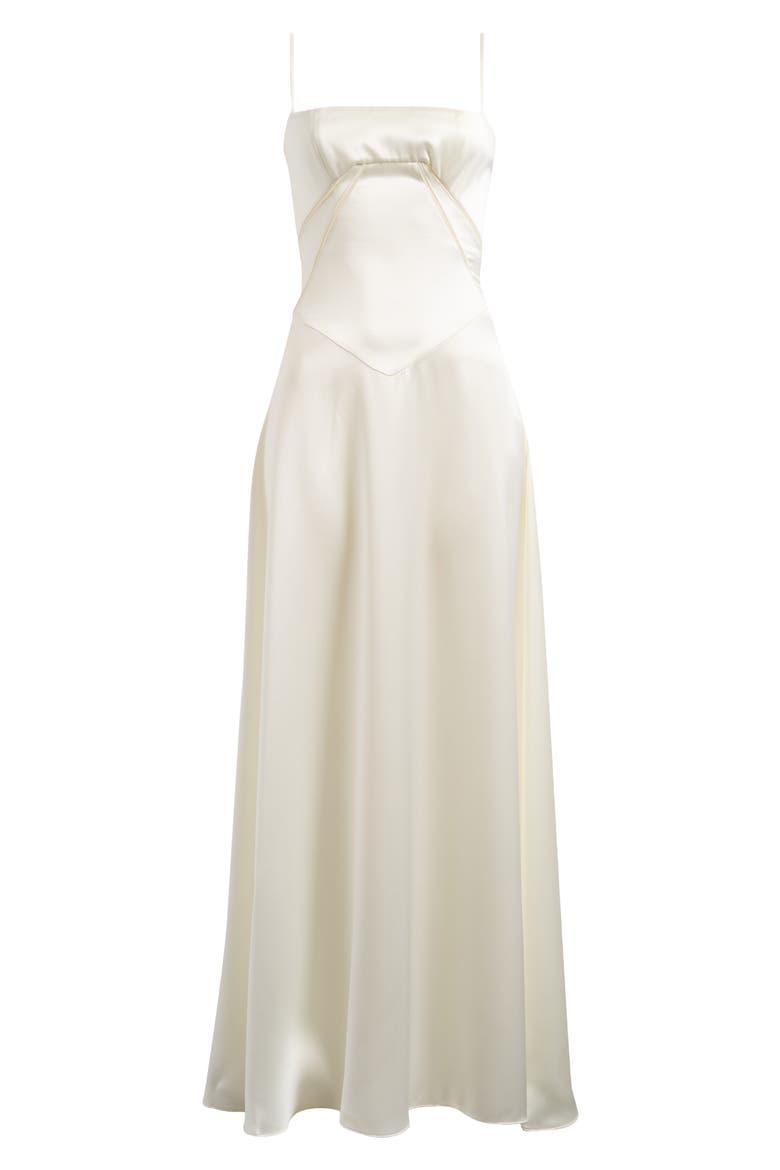Anabella Lace-Up Satin Gown, Alternate, color, IVORY
