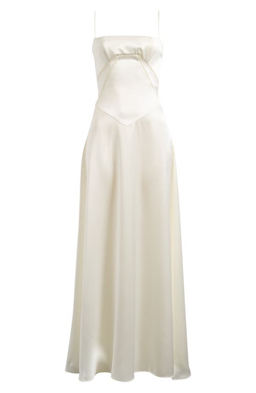 Shop House Of Cb Anabella Lace-up Satin Gown In Ivory