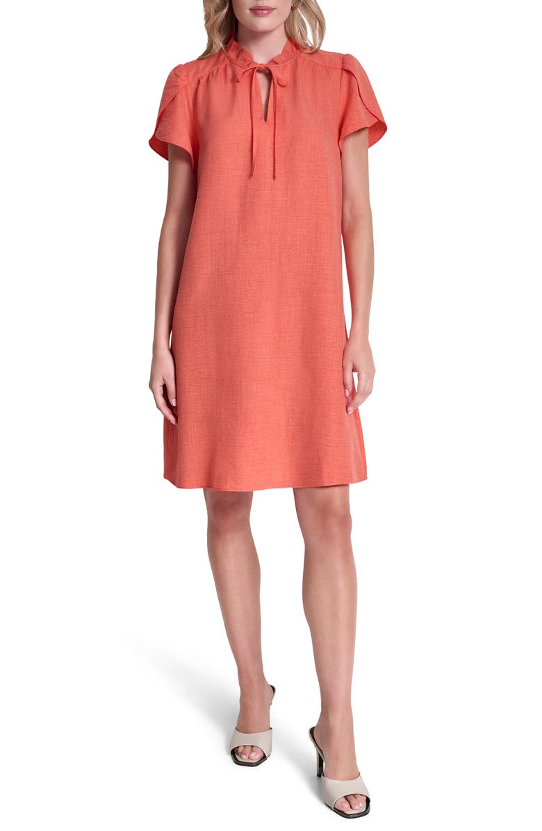 DKNY Ruffled Envelope Sleeve Shift Dress, Main, color, Orange