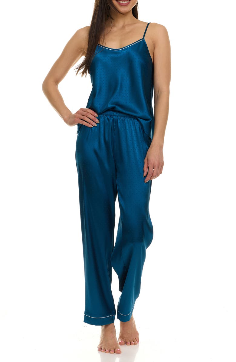 Flora Nikrooz Jamie 2.0 3-Piece Pin Dot Travel Pajamas, Alternate, color, Prada Blue