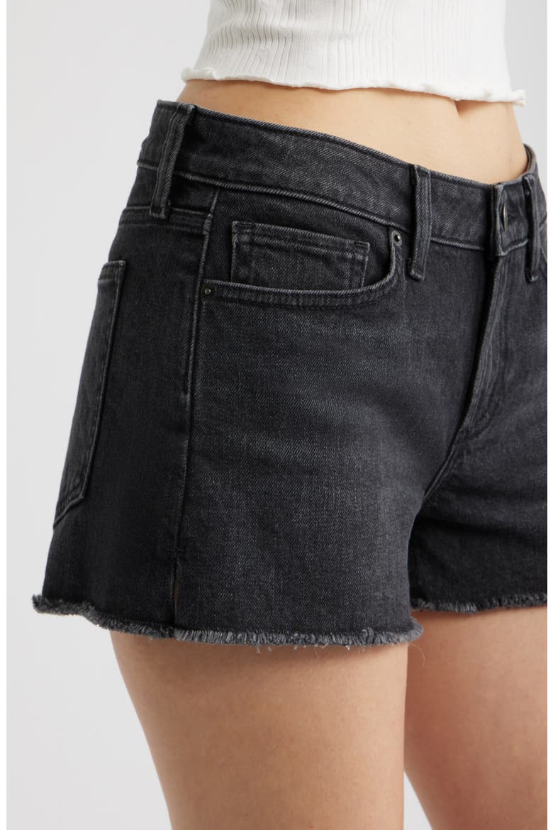 Festival Low Rise Stretch Denim Cutoff Shorts, Alternate, color, WASHED BLACK