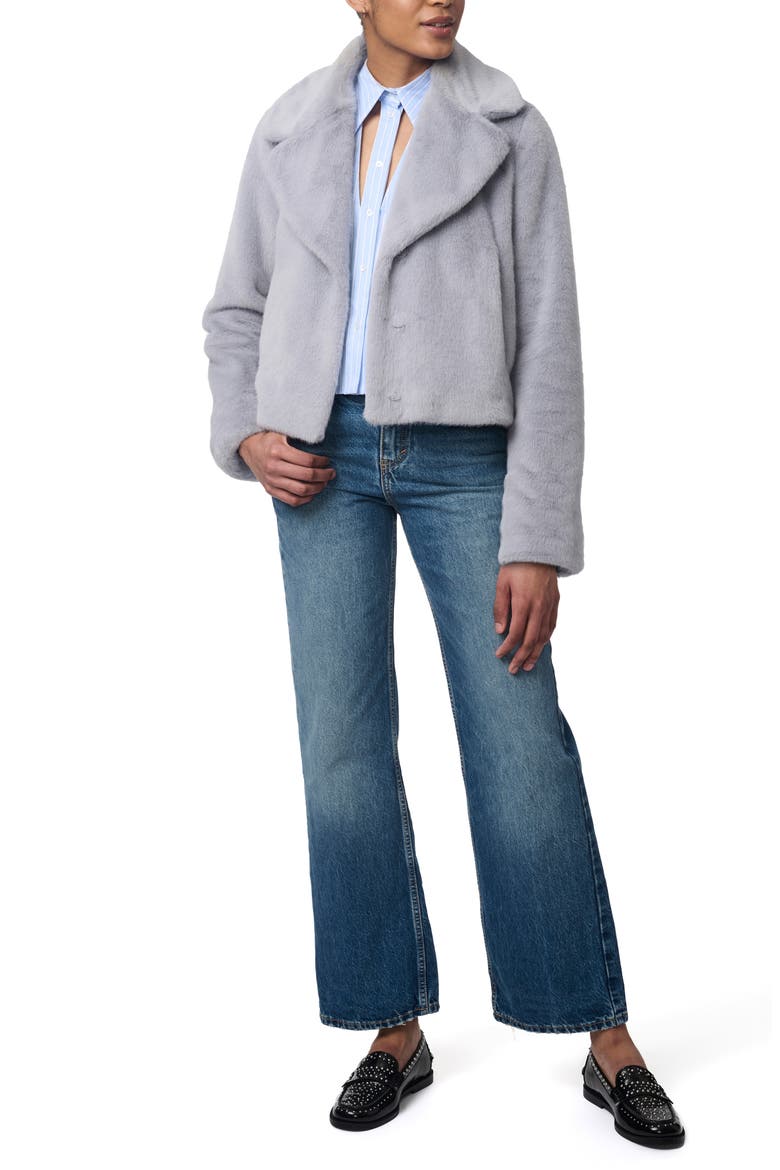 Short Faux Fur Coat, Alternate, color, DUSTY BLUE