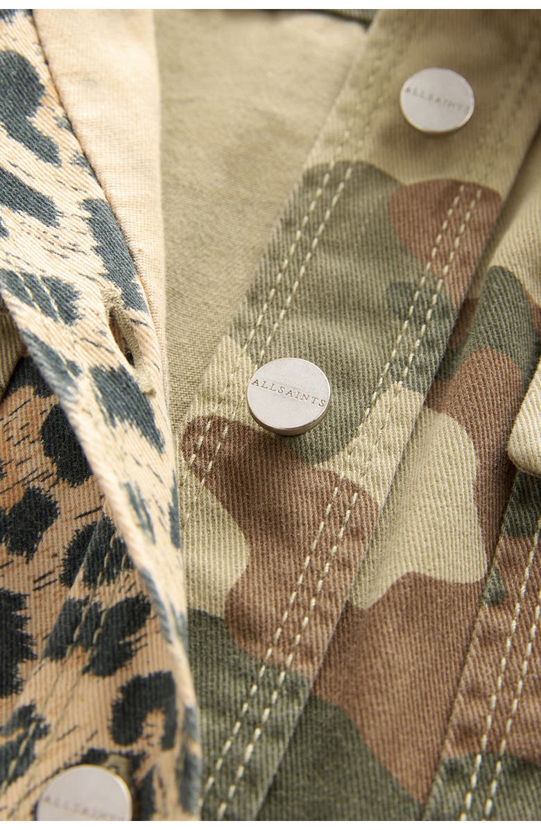 smALLSAINTS by ALLSAINTS Kids' Leopard & Camo Print Denim Shacket, Alternate, color,