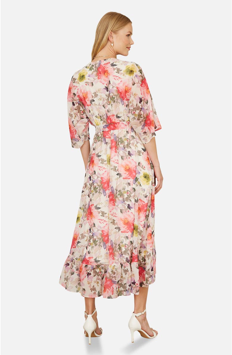 Yumi Ruffle-Hem Wrap Midi Dress, Alternate, color, Ivory