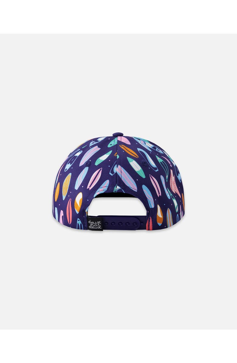 Deux par Deux Flat Brim Surfboard Print Cap, Alternate, color, Blue Printed Surfboards