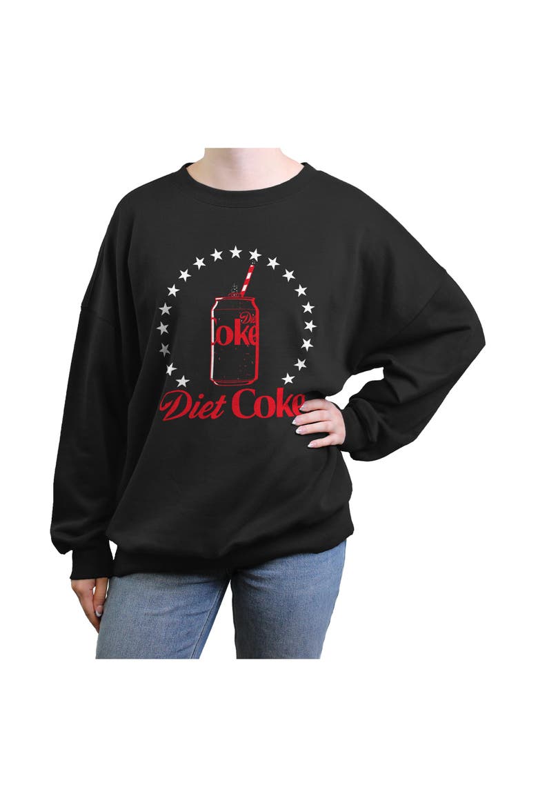 Junior's Coca Cola Diet Can Stars Stamp  Sweatshirt, Main, color, Black