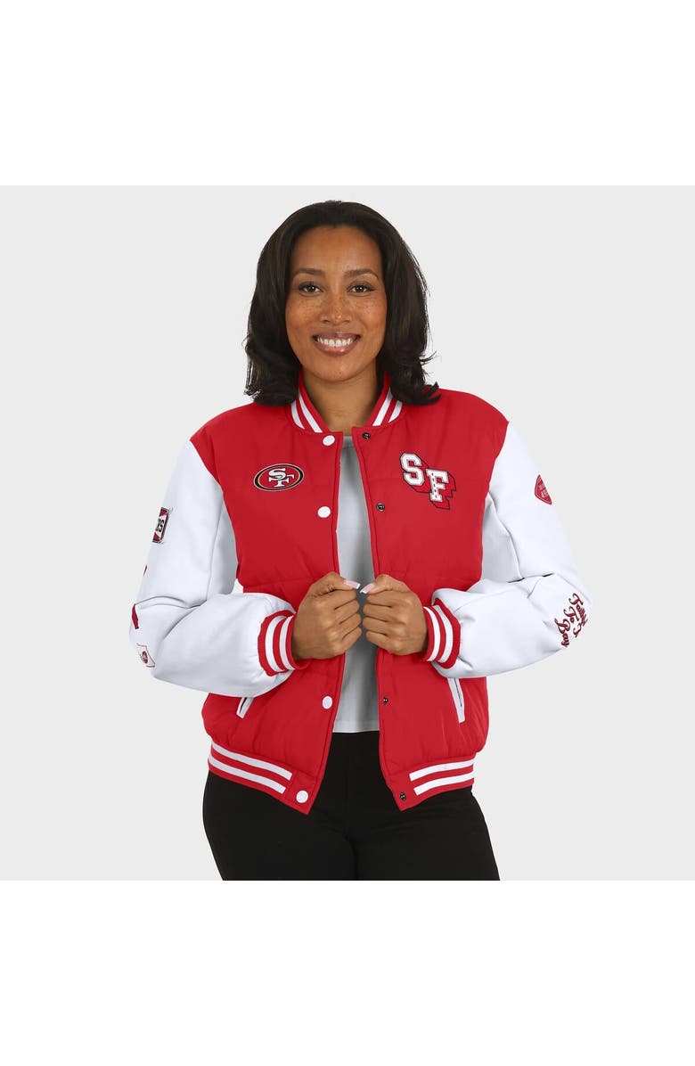 WEAR by Erin Andrews Women's WEAR by Erin Andrews Scarlet San Francisco 49ers Varsity Full-Snap Puffer Jacket, Alternate, color, Scarlet