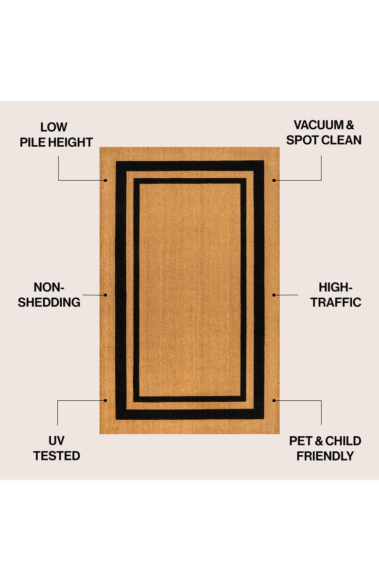 JONATHAN Y Peater Classic Casual Commerical Natural Coir Mat Indoor/Outdoor, Alternate, color, Natural Black Border