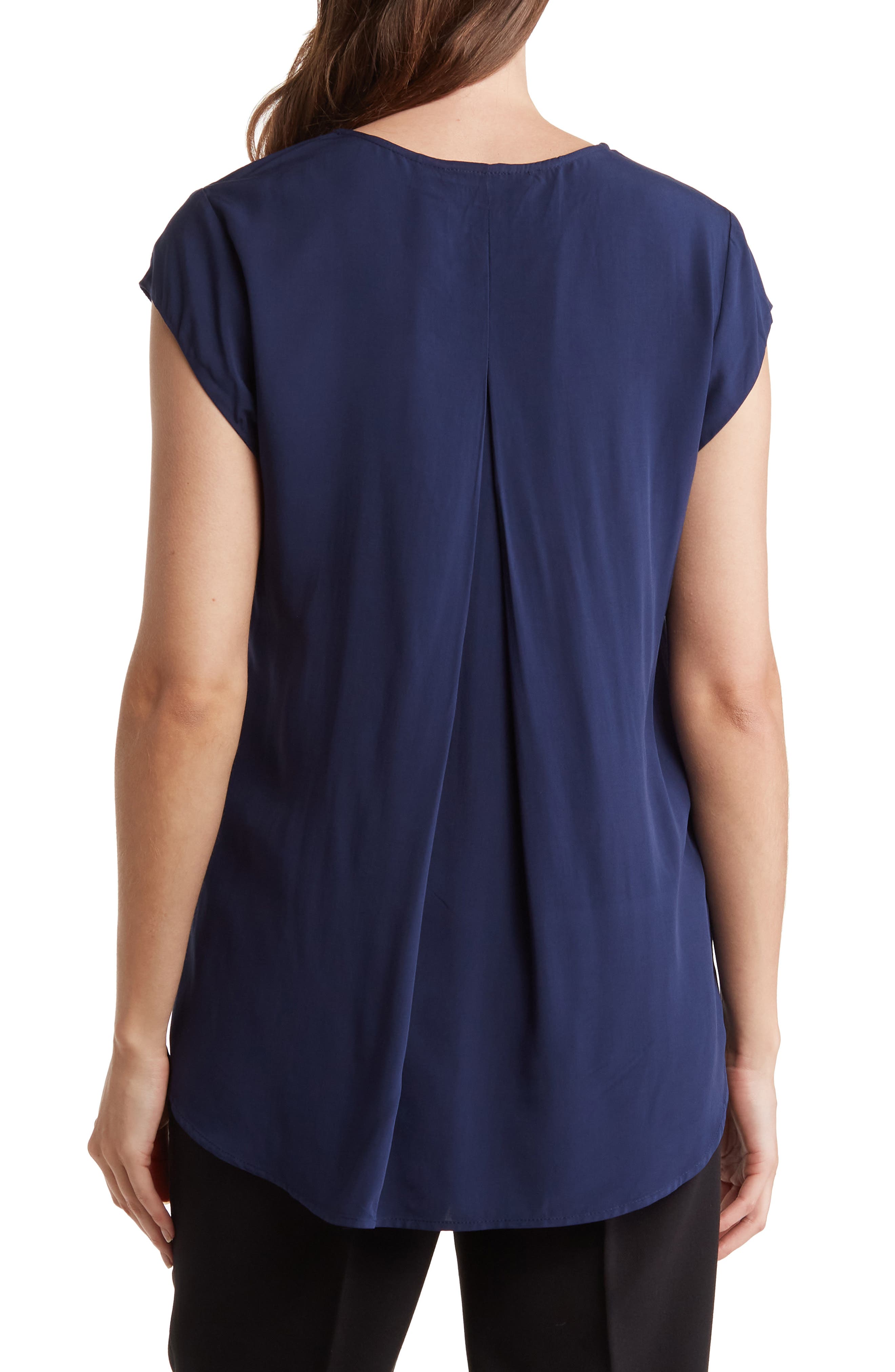DR2 by Daniel Rainn Inverted Pleat V-Neck Cap Sleeve Shirt (Women ...