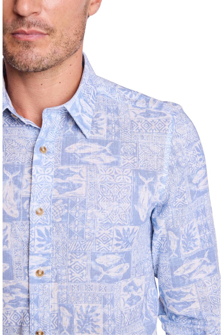 Parker Trim Fit Linen Blend Button-Up Shirt, Alternate, color, BLUE SALMON