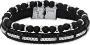HMY JEWELRY Men's Beaded Stainless Steel & Leather Bracelet Duo