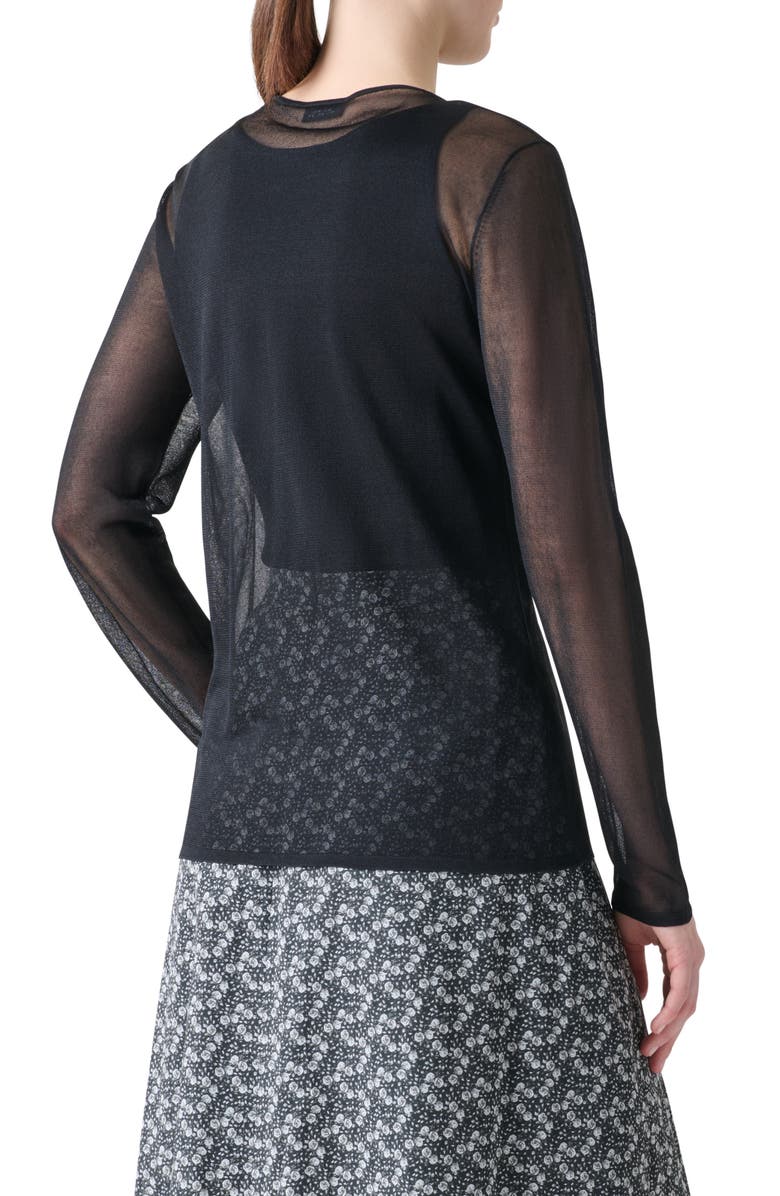Akris Sheer Overlay Silk Sweater Tank, Alternate, color, Black