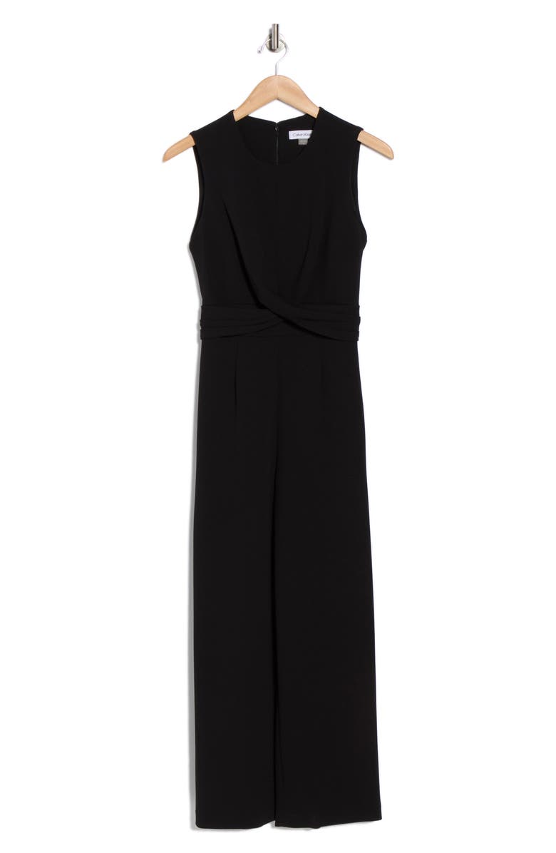 Calvin Klein Knotted Wide Leg Jumpsuit, Alternate, color, Black