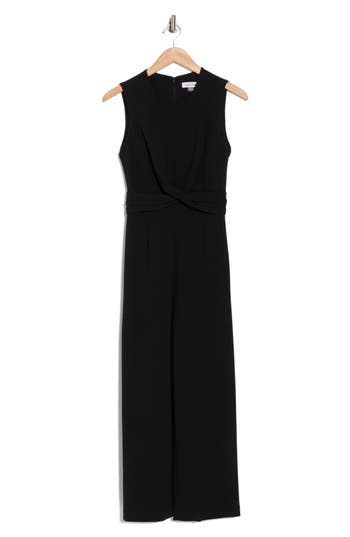 Calvin Klein Knotted Wide Leg Jumpsuit In Black