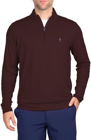 Tailorbyrd Quarter Zip Performance Knit Pullover In Burgundy