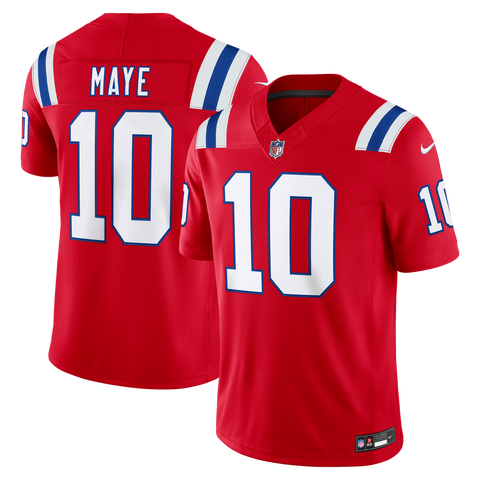 Men's Nike Drake Maye Red New England Patriots Alternate Vapor F.U.S.E. Stitched Limited Jersey