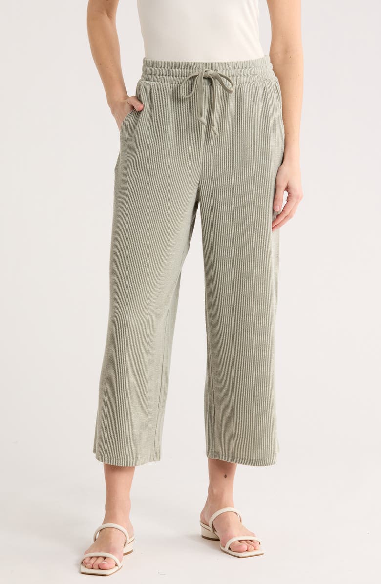 Bobeau Ember Ribbed Wide Leg Pants, Main, color, Seagrass