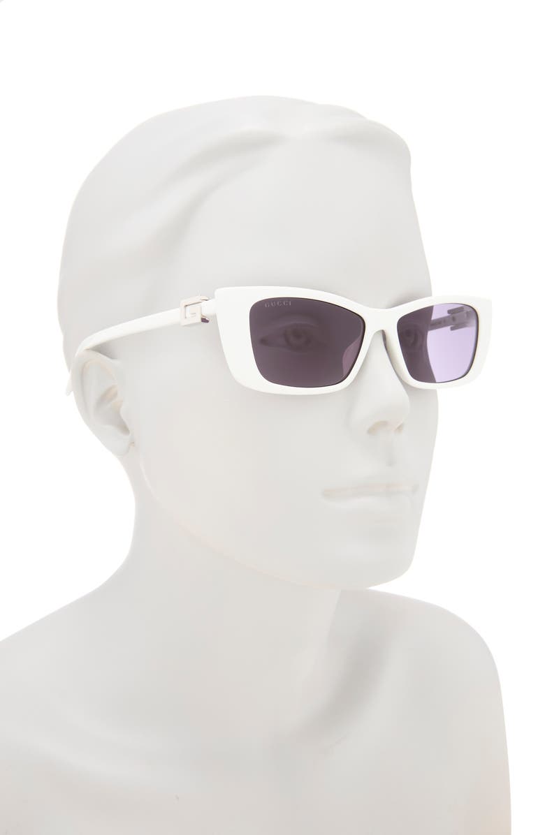 Gucci 53mm Rectangular Sunglasses, Alternate, color, White White Grey