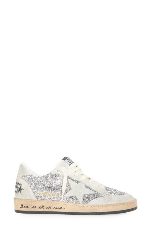 Golden Goose Ball-star Glitter Low-top Sneakers In Silver/ice