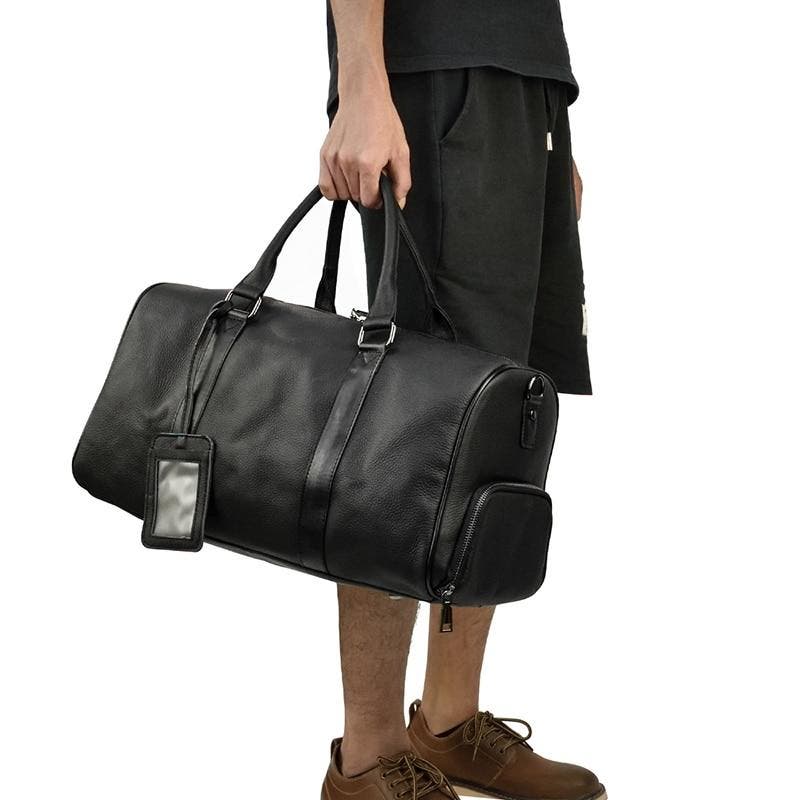 STEEL HORSE LEATHER The Endre Weekender Bag, Alternate, color, Black