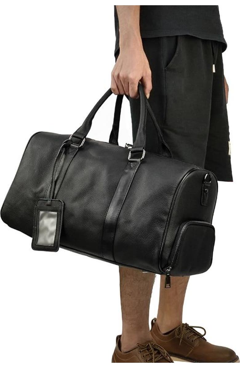 STEEL HORSE LEATHER The Endre Weekender Bag, Alternate, color, Black