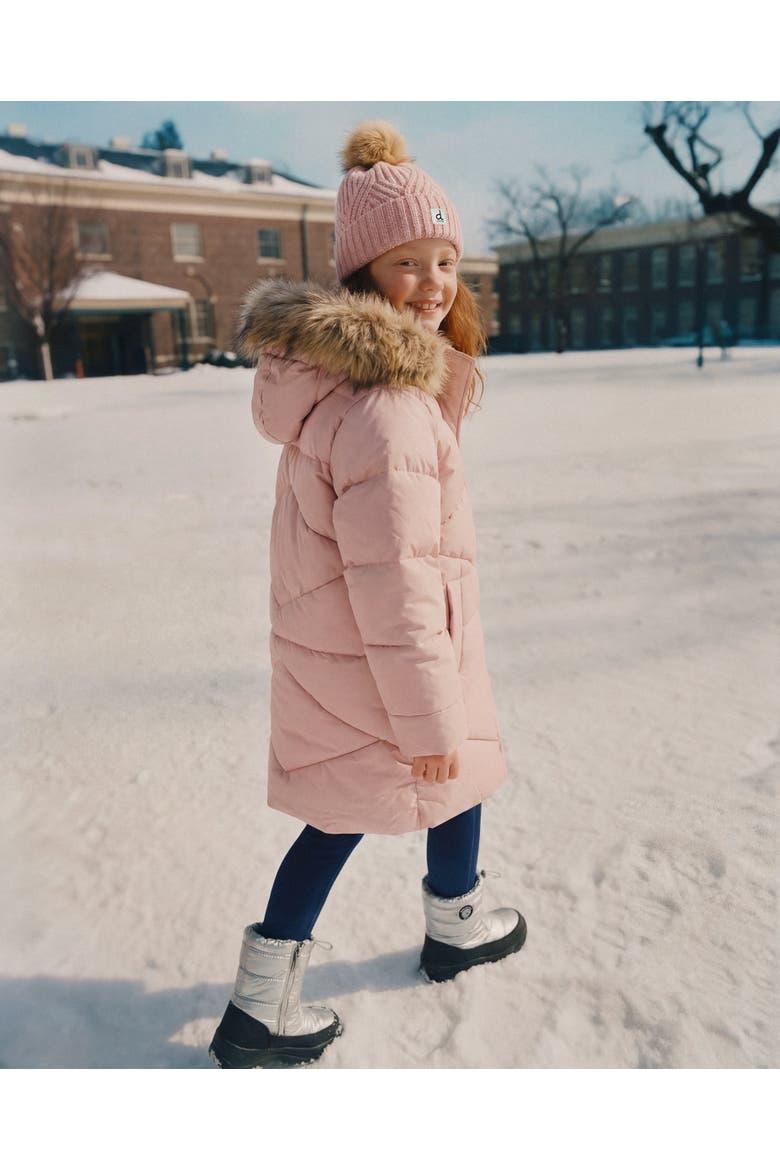 Long Winter Diamond Quilted Fleece Lined Puffer Coat, Alternate, color, Pale Dusty Pink
