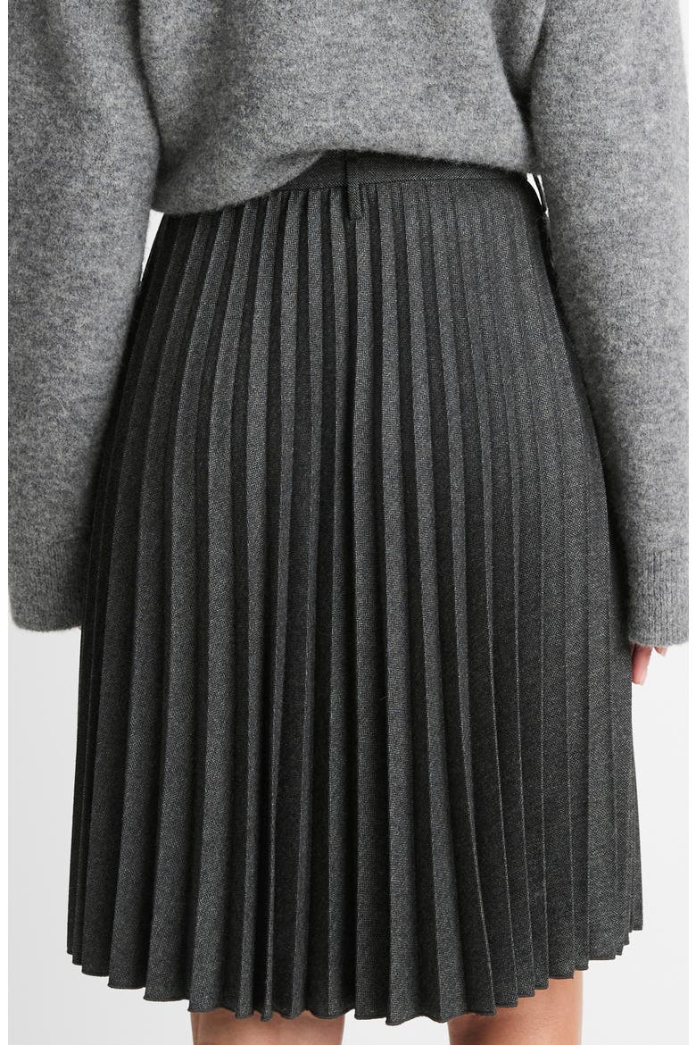 Pleated Herringbone Skirt, Alternate, color, CHARCOAL