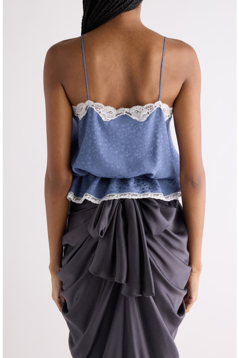 Lace Trim Floral Silk Jacquard Camisole Top, Alternate, color, WASHED BLUE