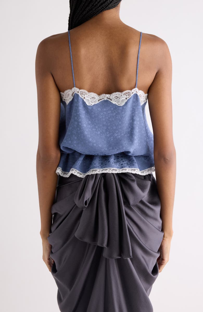 Chloé Lace Trim Floral Silk Jacquard Camisole Top, Alternate, color, Washed Blue