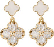Adornia Mother-of-Pearl & Crystal Flower Drop Earrings
