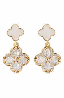 Adornia Mother-of-Pearl & Crystal Flower Drop Earrings