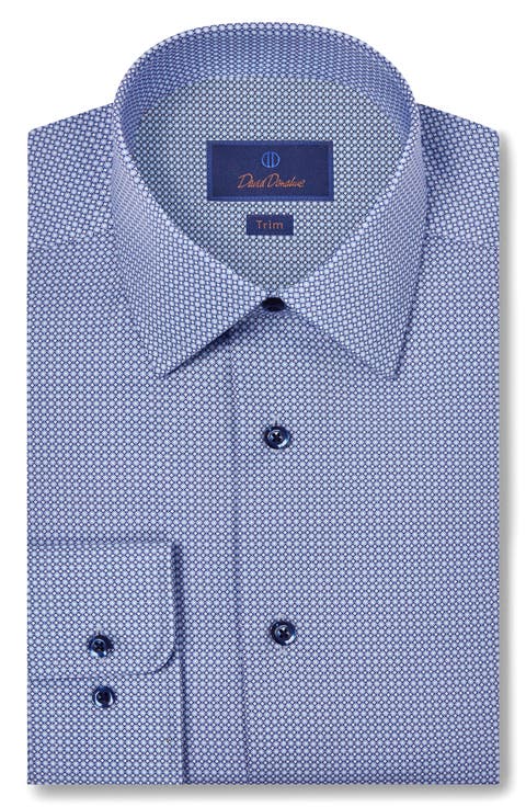 Trim Fit Micro Geometric Print Dress Shirt