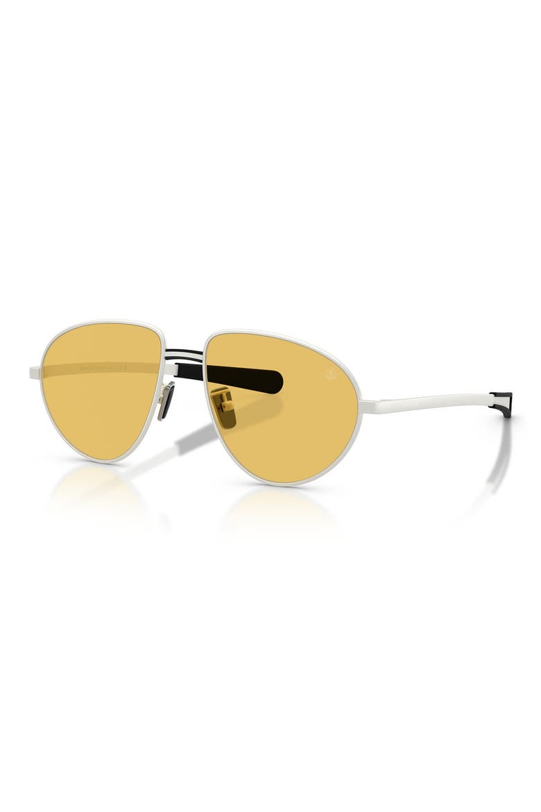 55mm Pilot Sunglasses, Alternate, color, MATTE SILVER / SOLID YELLOW