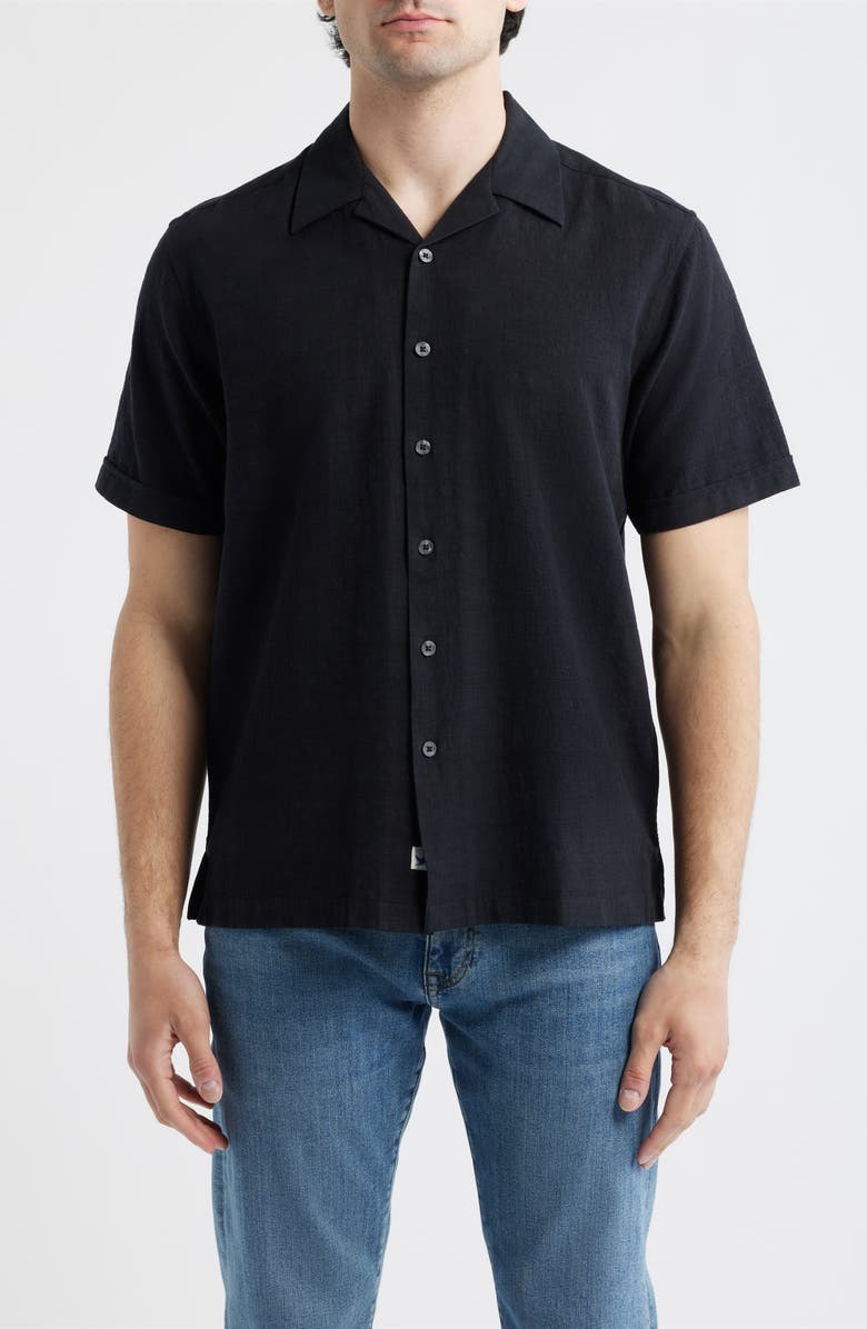 James Campbell Ephesia Slub Cotton Camp Shirt, Main, color, Black