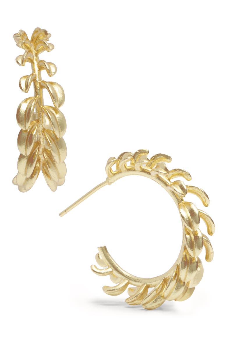 Botanical Hoop Earrings, Main, color, GOLD