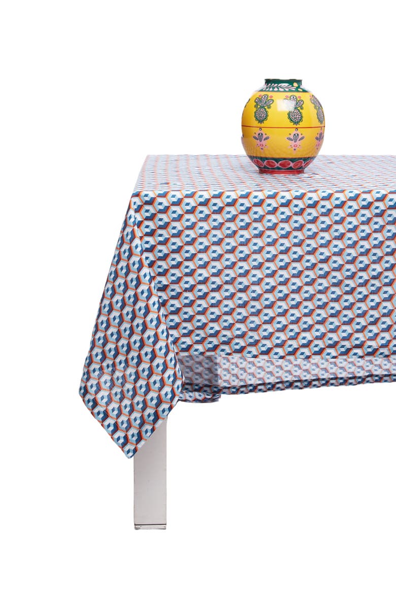 La DoubleJ Medium Tablecloth (180X280) Cubi Blue, Alternate, color, Cubi Blue