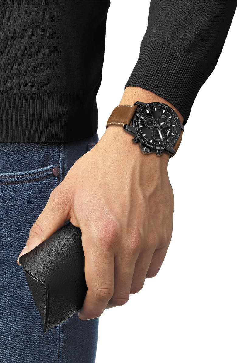 Tissot Supersport Chronograph Leather Strap Watch, 45.5mm, Alternate, color,