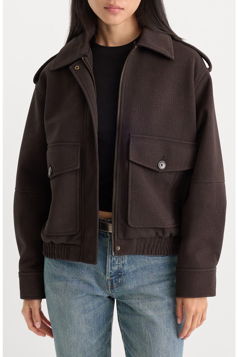 Better Than Leather Faux Leather Bomber Jacket, Alternate, color, ESPRESSO