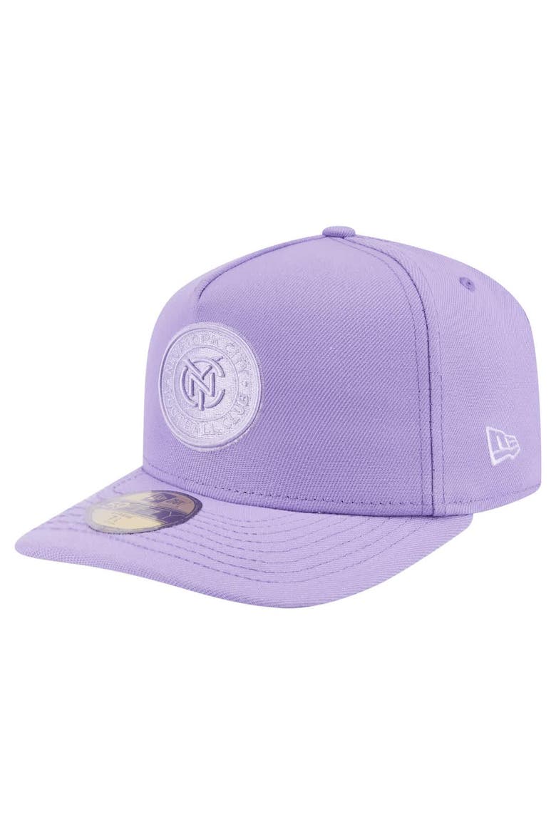 Men's New Era Purple New York City FC Color Pack A-Frame 59FIFTY Fitted Hat, Alternate, color, Purple