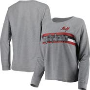 Outerstuff Juniors Heathered Gray Tampa Bay Buccaneers All Striped Up Raglan Long Sleeve T-Shirt