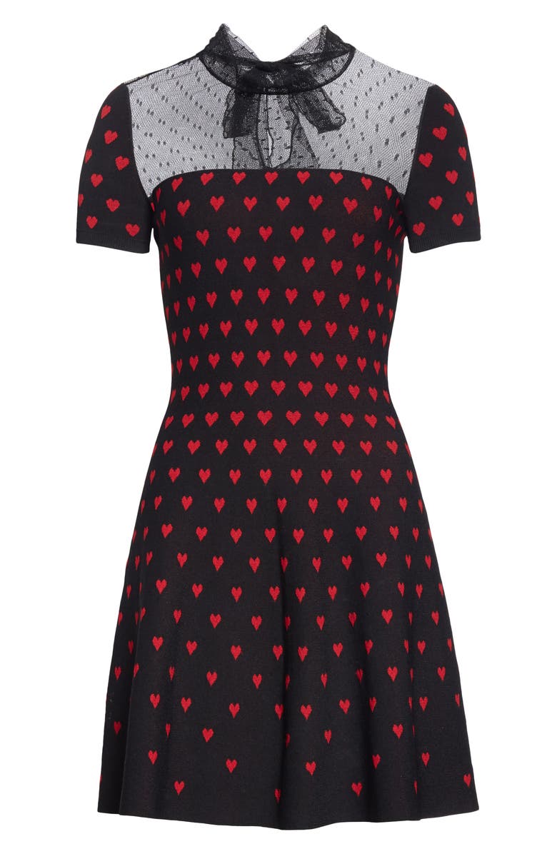 RED Valentino Point d'Esprit Yoke Heart Sweater Dress, Alternate, color, 