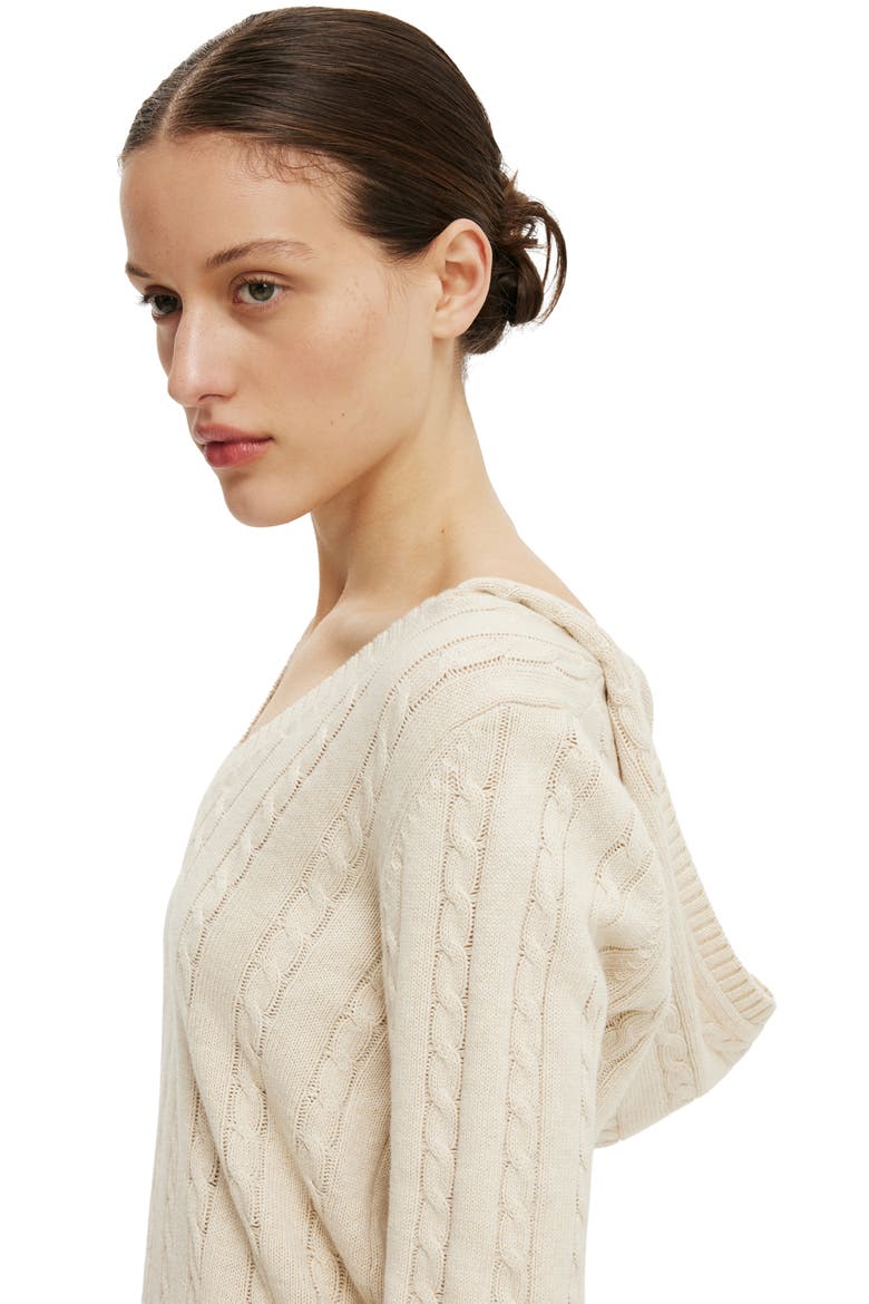 Women's Cotton V Neck Pullover, Alternate, color, Oatmilk Marle