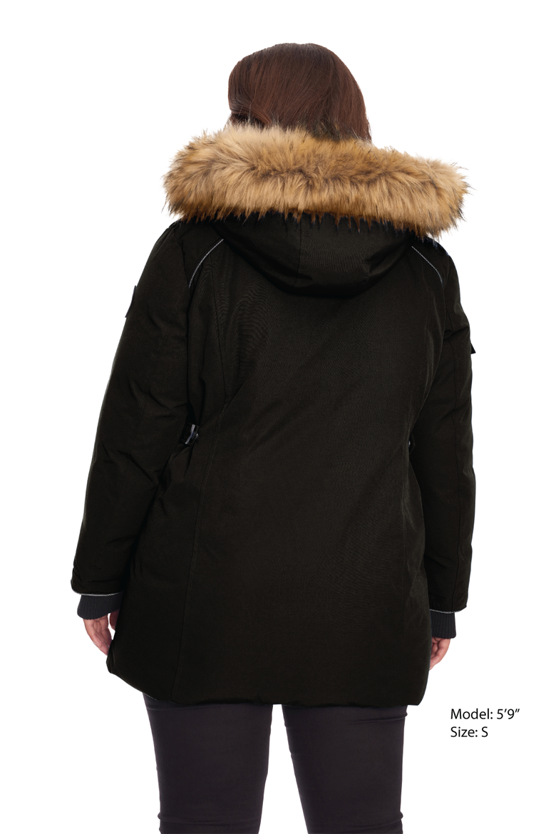 GLACIER PLUS SIZE - Vegan Down Classic Winter Parka Jacket, Alternate, color, BLACK