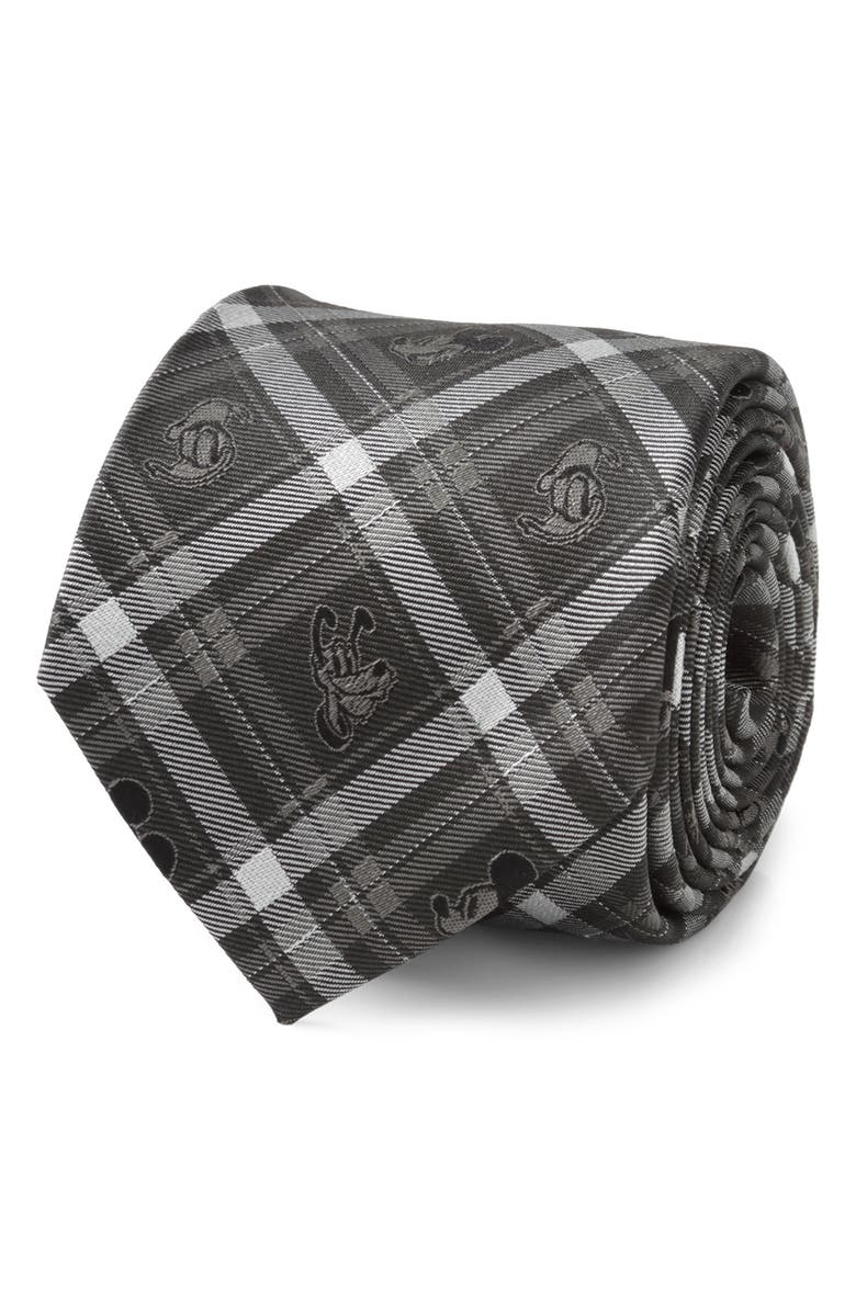 Cufflinks, Inc. Mickey & Friends Plaid Silk Tie, Alternate, color, Gray